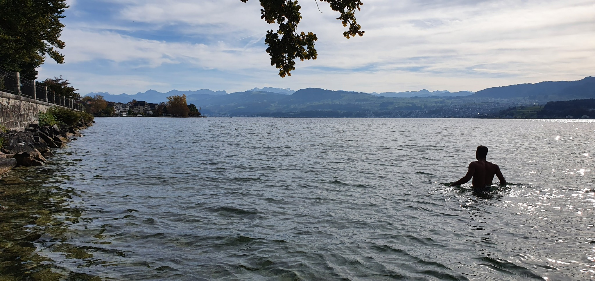 Karim swimming in Lake Zurich